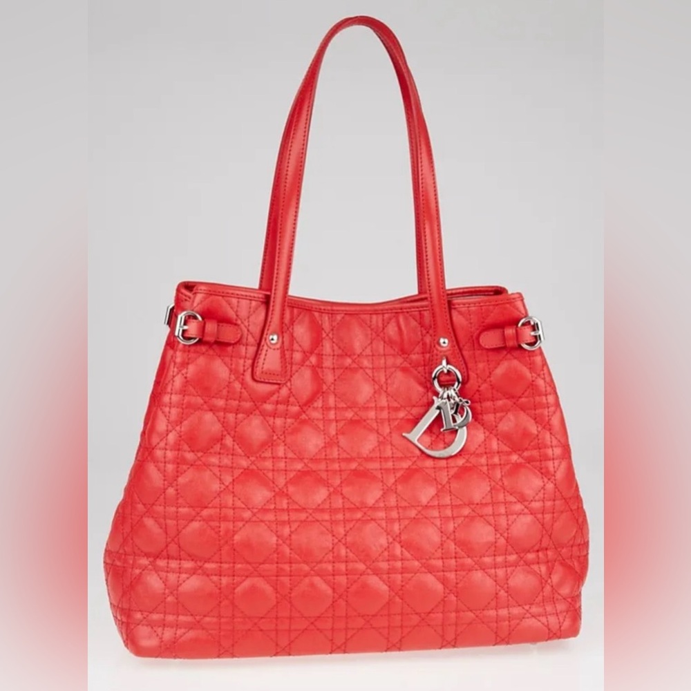 Dior Coral Cannage Coated Canvas Medium Panarea Tote